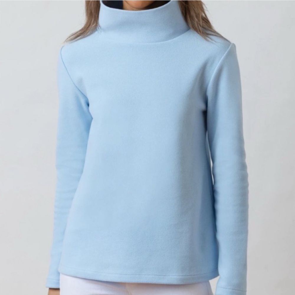 Dudley Stephens Ice Blue Park Slope Terry Fleece Pull Over Turtleneck Size XL - Picture 2 of 10